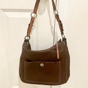 Fossil brown leather hand bag shoulder strap